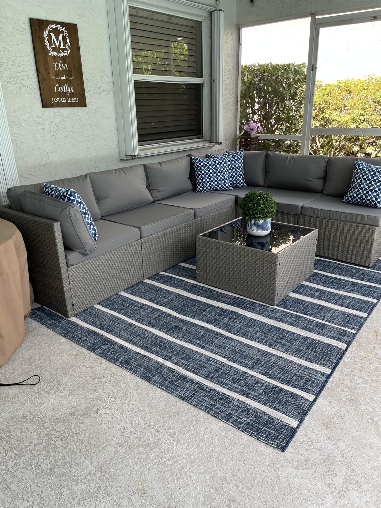 Pamapic 7 Piece Outdoor Sectional Sofa Set, All-Weather Patio Furniture with Washable Cushions, Waterproof Brown Rattan Wicker Conversation Set for Backyard, Poolside, Gray Cushion customer photo 2