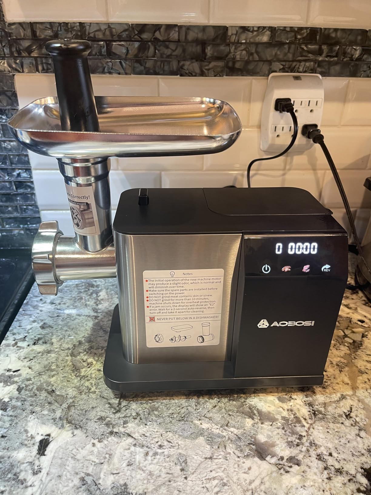 AAOBOSI Multifunctional Digital Meat Grinder Electric 3000W Max w/ 9 Touch Screen Presets, Auto-Reverse & Built-in Storage -Grinding, Sausage & Kibbe & Grate Cheese Making for Home Use customer photo 2