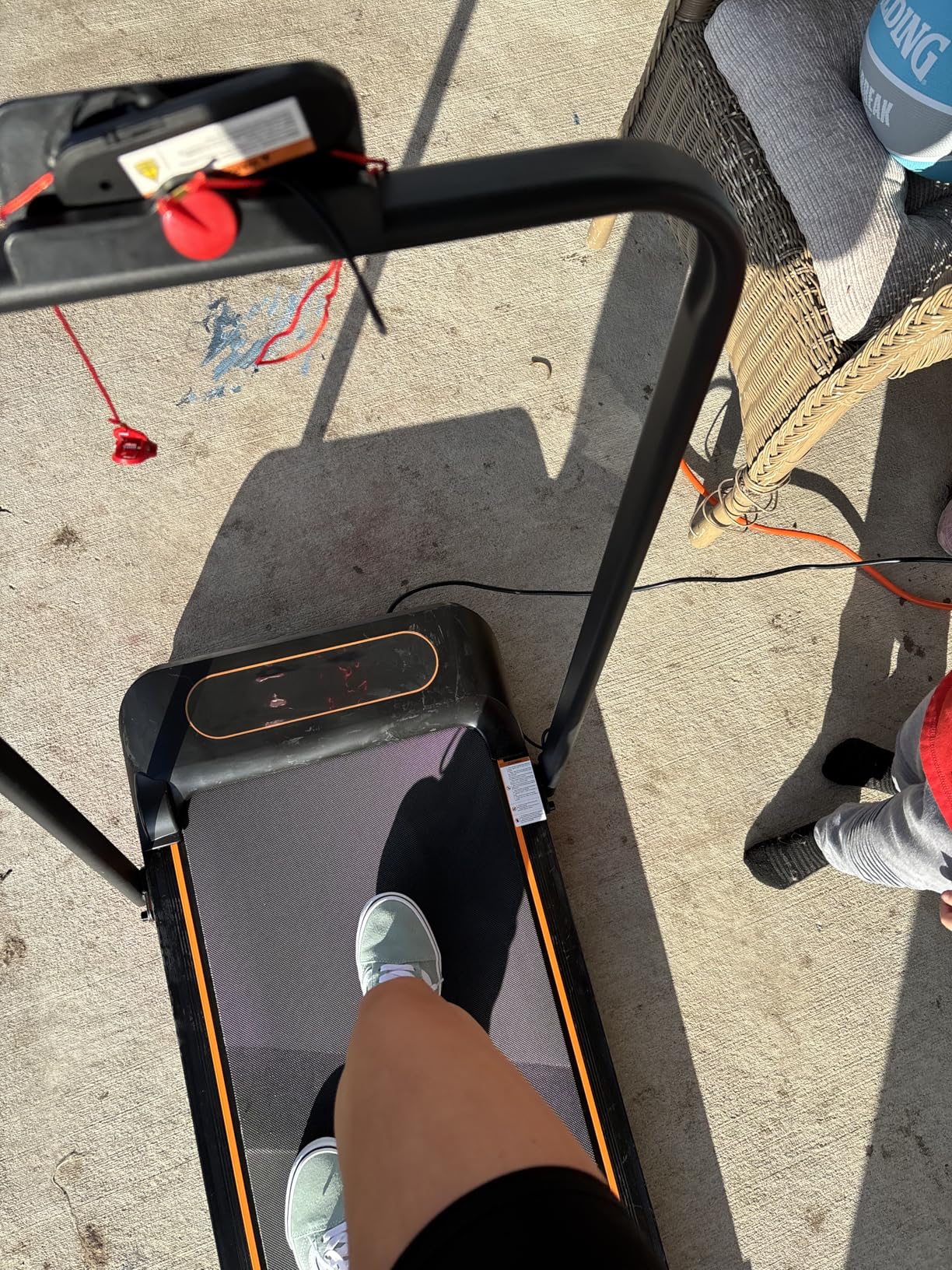 Walking Pad Treadmill with 12% Incline & Dual LED Display, 4 in 1 Walking Pad with Handle Bar, 3.5HP Foldable Under Desk Treadmill, Portable Treadmills for Home 350LBS, 4 Adjustable Incline, RGB Light customer photo 2