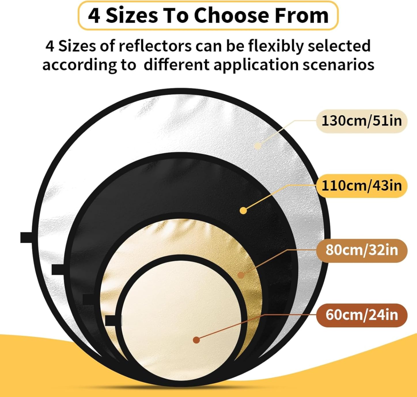 24/32/43/52in Reflector Photography,5 in 1 Light Diffuser with Panel &Bag Light Reflectors for Photography, Ideal for Content Creator Essentials&Photographer in Silver,Gold,White and Black customer photo 2