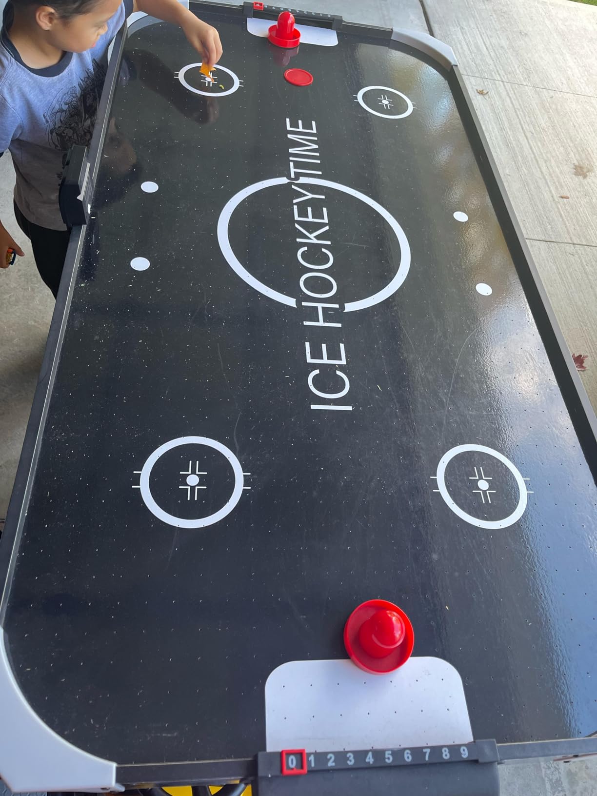 GYMAX Foldable Air Hockey Table, 56 Inch Arcade Style Air Hockey Game Table with Powerful 12V Motor and LED Digital Scoreboard, Includes 2 Pushers and 2 Pucks, for Home, Game Room and Office customer photo 1