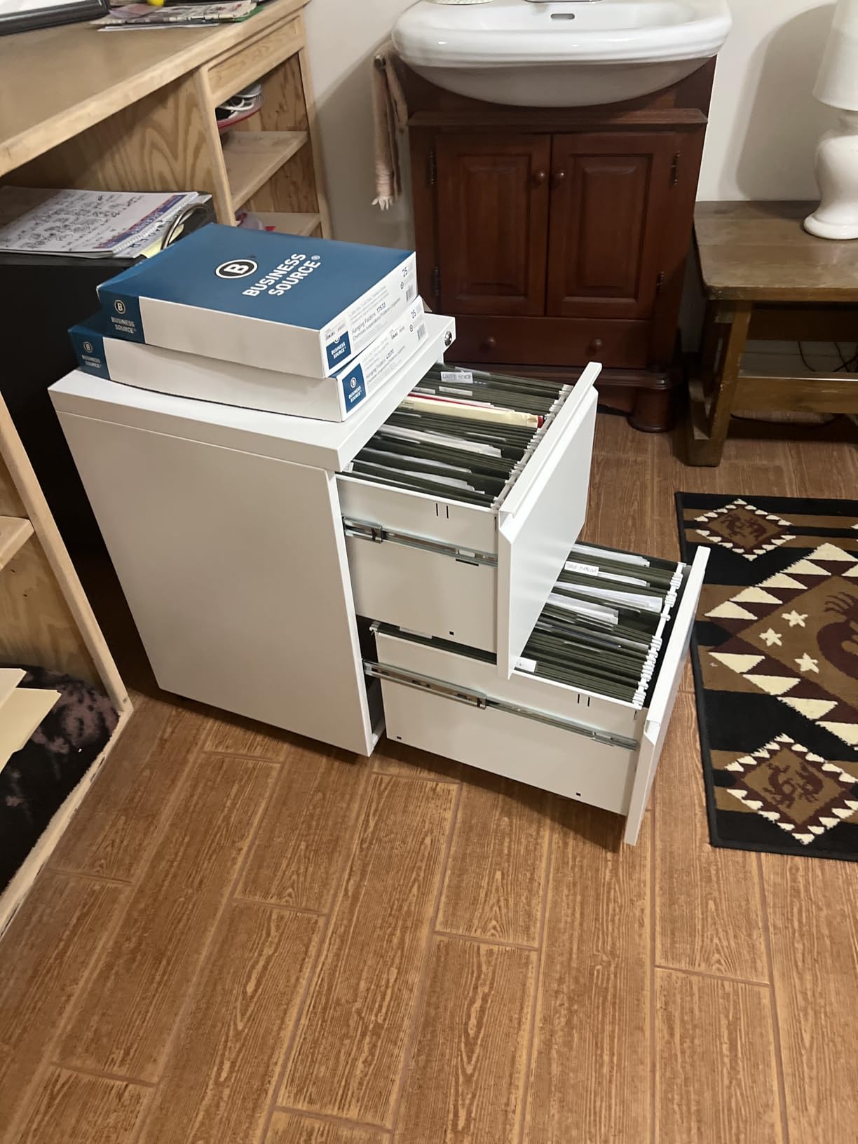 Aobabo 3 Drawer Lateral File Cabinet with Wheels, Lockable Metal Filing Cabinet for Home Office, Legal/Letter Size,Black,Required Assembled,15.87