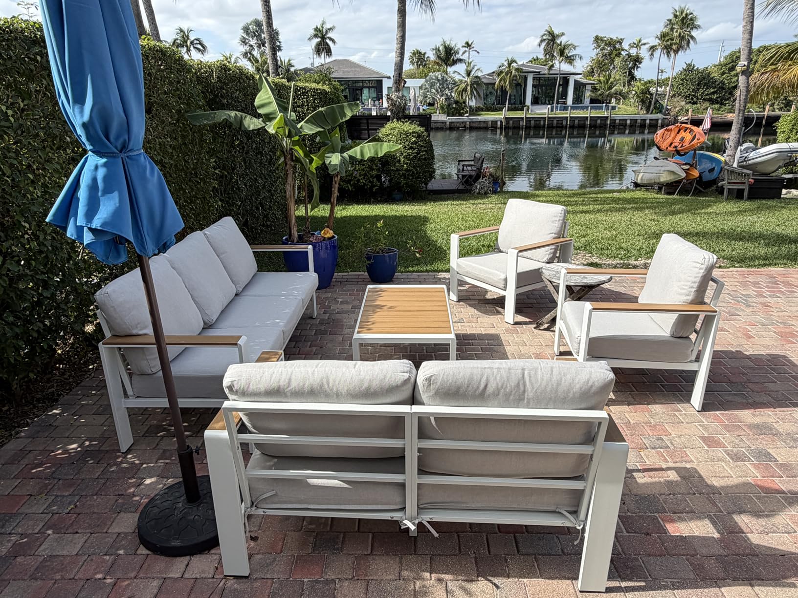 Aluminum Outdoor Patio Furniture Set with Coffee Table, 5 Piece Patio Conversation Sets with Washable Thick Cushions, Outdoor Sectional Furniture Set for Porch, Balcony, Deck, Yard, Graphite customer photo 1