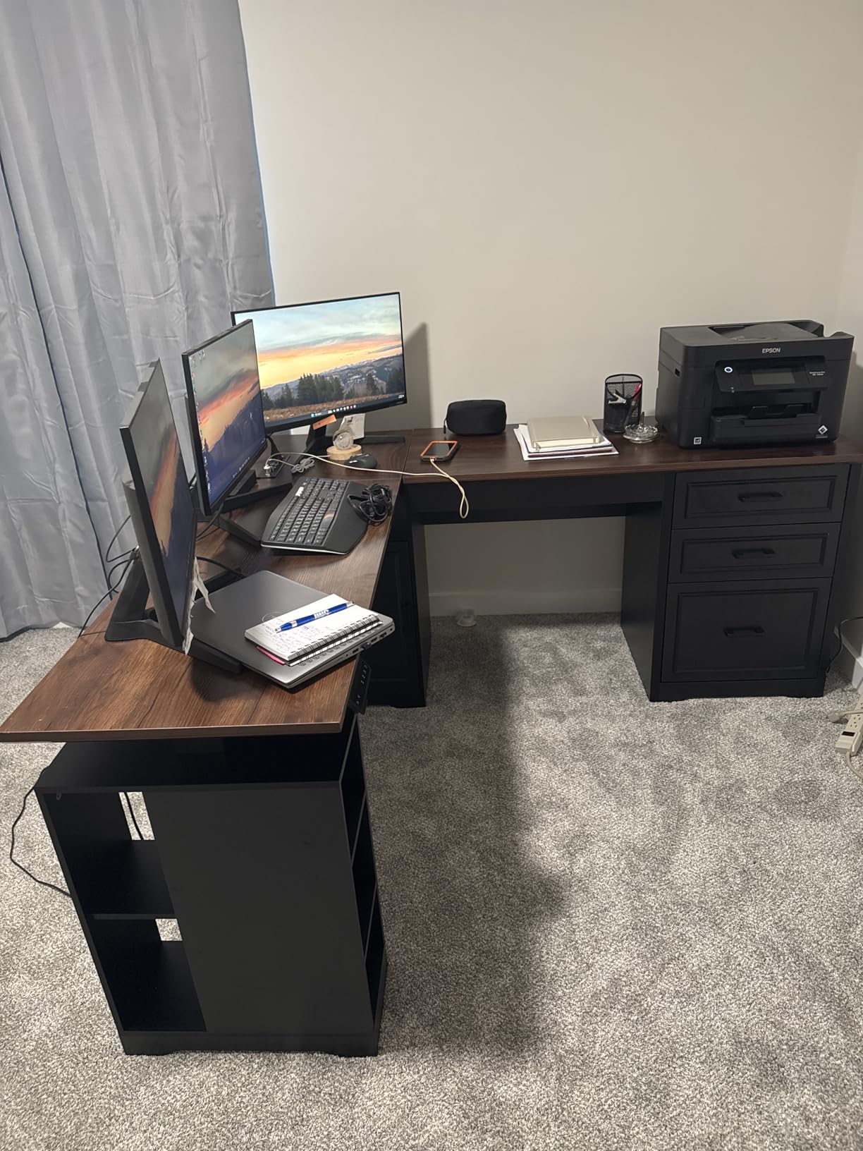 SEDETA Farmhouse L Shaped Electric Standing Desk, 63