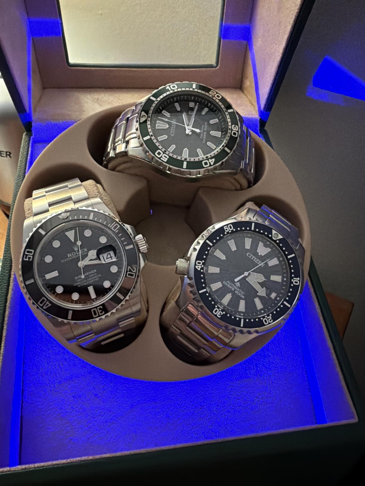 Watch Winder for Automatic Watches,3 Watch Winder Box with LED Display, Ultra Quiet Japanese Motor,4 Rotation Modes,Watch Shark for Men & Women,USB-C Power customer photo 1