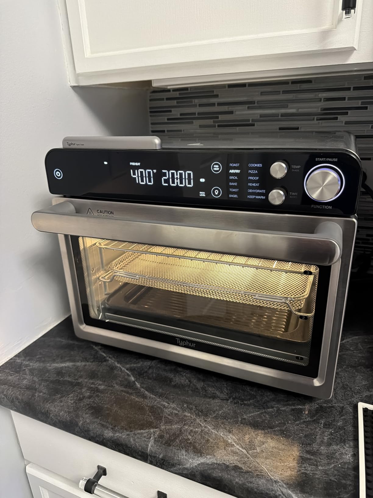 Typhur Sync Oven with Smart AI Wireless Meat Thermometer Probe, 12‑in‑1 Countertop Air Fryer Toaster Oven Combo, 360° Turbo Convection, Dehydrator, Recipe & 5 Accessories, Large 27QT, Stainless Steel customer photo 1