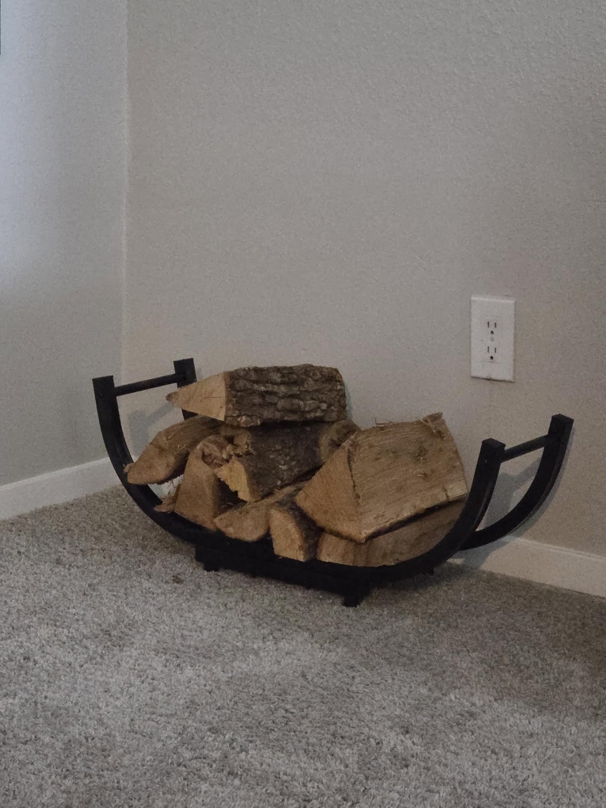 Firewood Rack Outdoor, 29 inch, Indoor Firewood Storage Holder, Log Holders for Firewood, Black customer photo 1