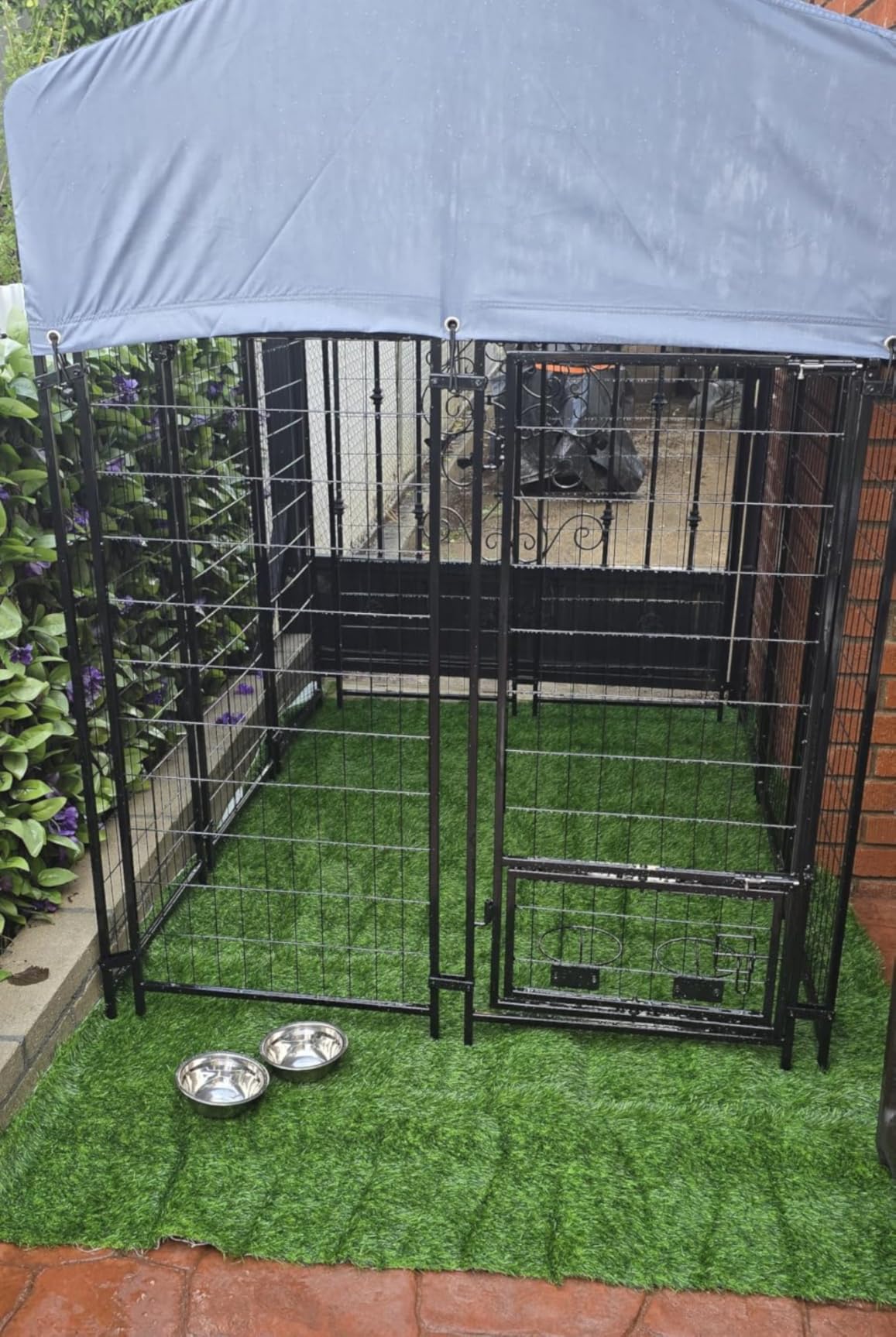 ROOMTEC Large Dog Kennel Outdoor Pet Pens Dogs Run with 4 Bowls (10' L x 10' W x 6.5'H) customer photo 1