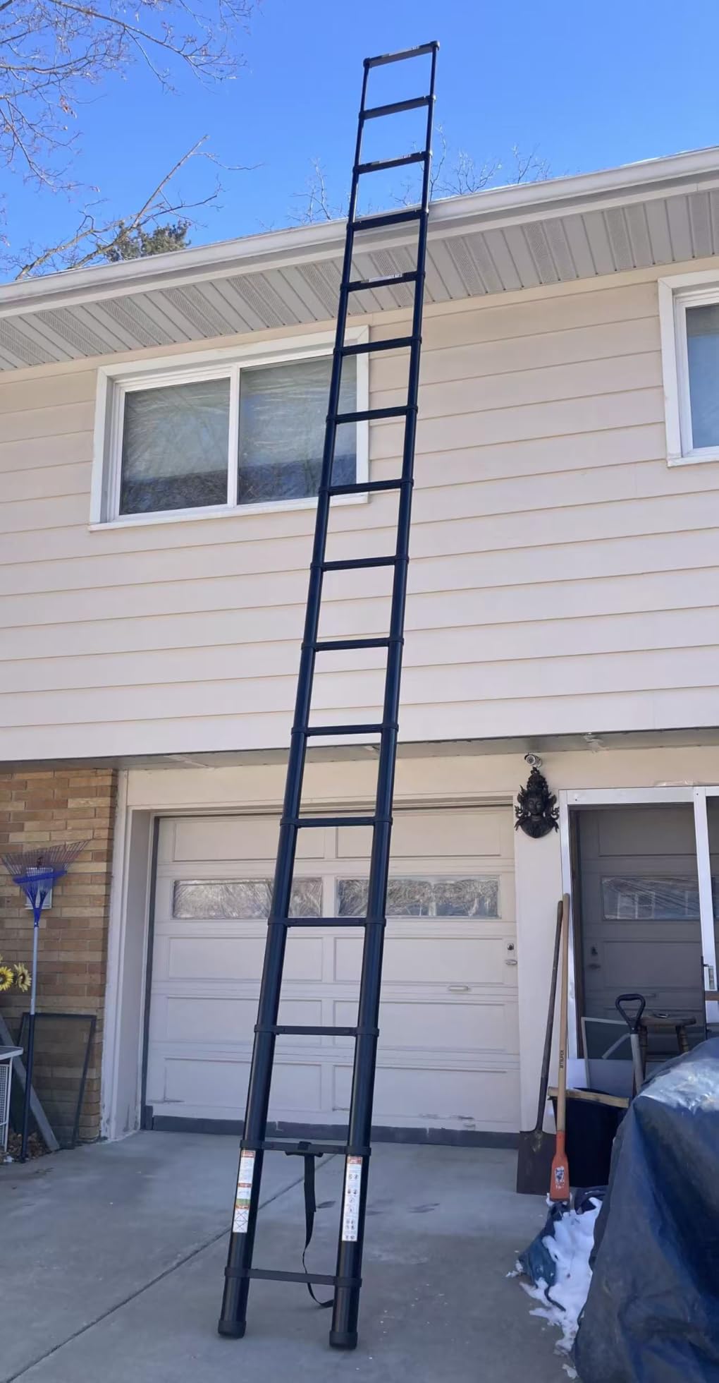 Telescoping Ladder for RV & Attic, 12.5FT Aluminum Extension Ladder with Dual Locking Mechanism, Max Load 330lbs, Compact Foldable Ladder for Roof, Home, Travel Trailer & Multi-Surface Use customer photo 1