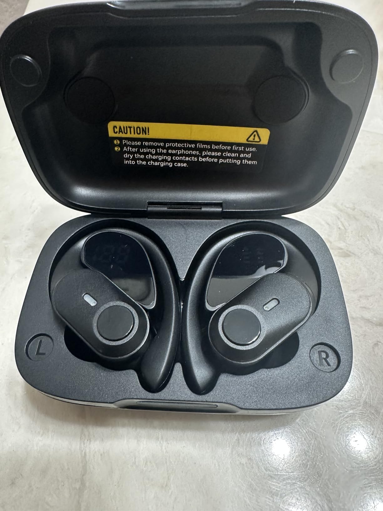 Active Noise Cancelling Earbuds Wireless Bluetooth Headphones 80H Playtime LED Power Display Charging Case Over Ear Hooks Ear Buds with Hi-Res Sound & Clear Calls for Sports Running Gym Workout Black customer photo 2