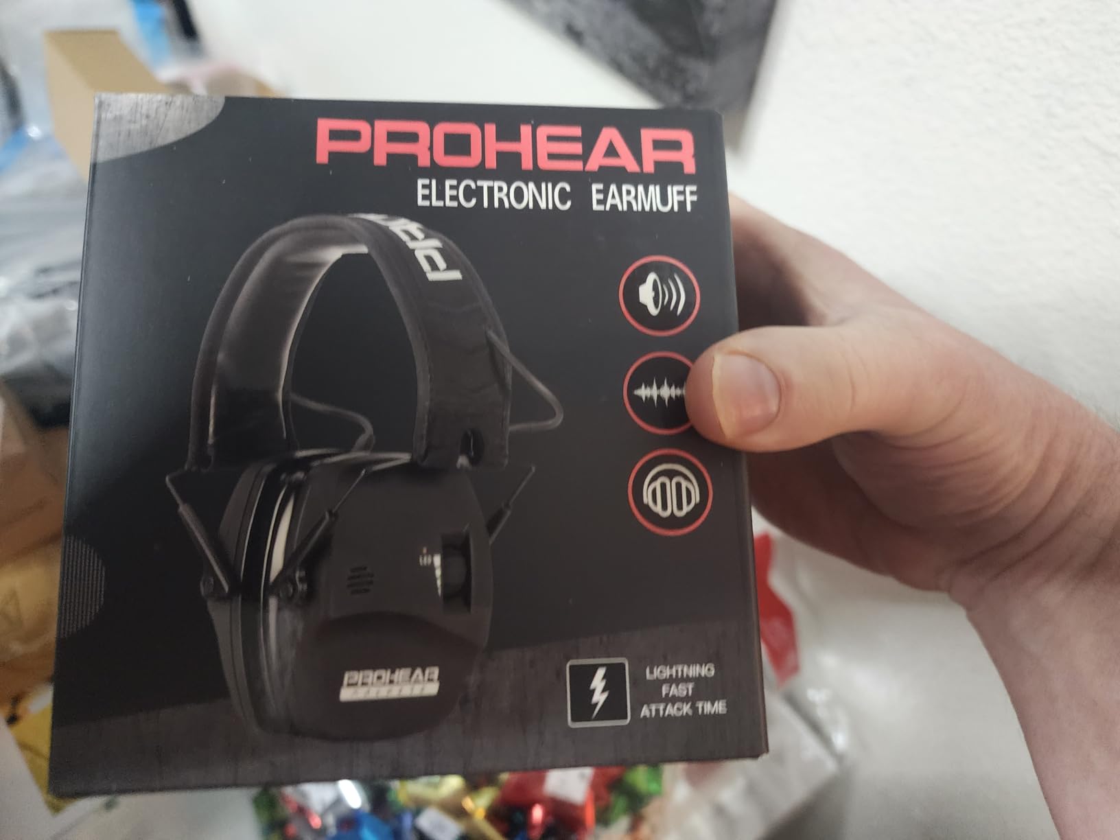 PROHEAR 2 Pack Digital Electronic Shooting Ear Protection 5X Sound Amplification Earmuffs, 23dB NRR Low Profile Noise Reduction Hearing Protection for Gun Range and Hunting, Green&Black customer photo 2