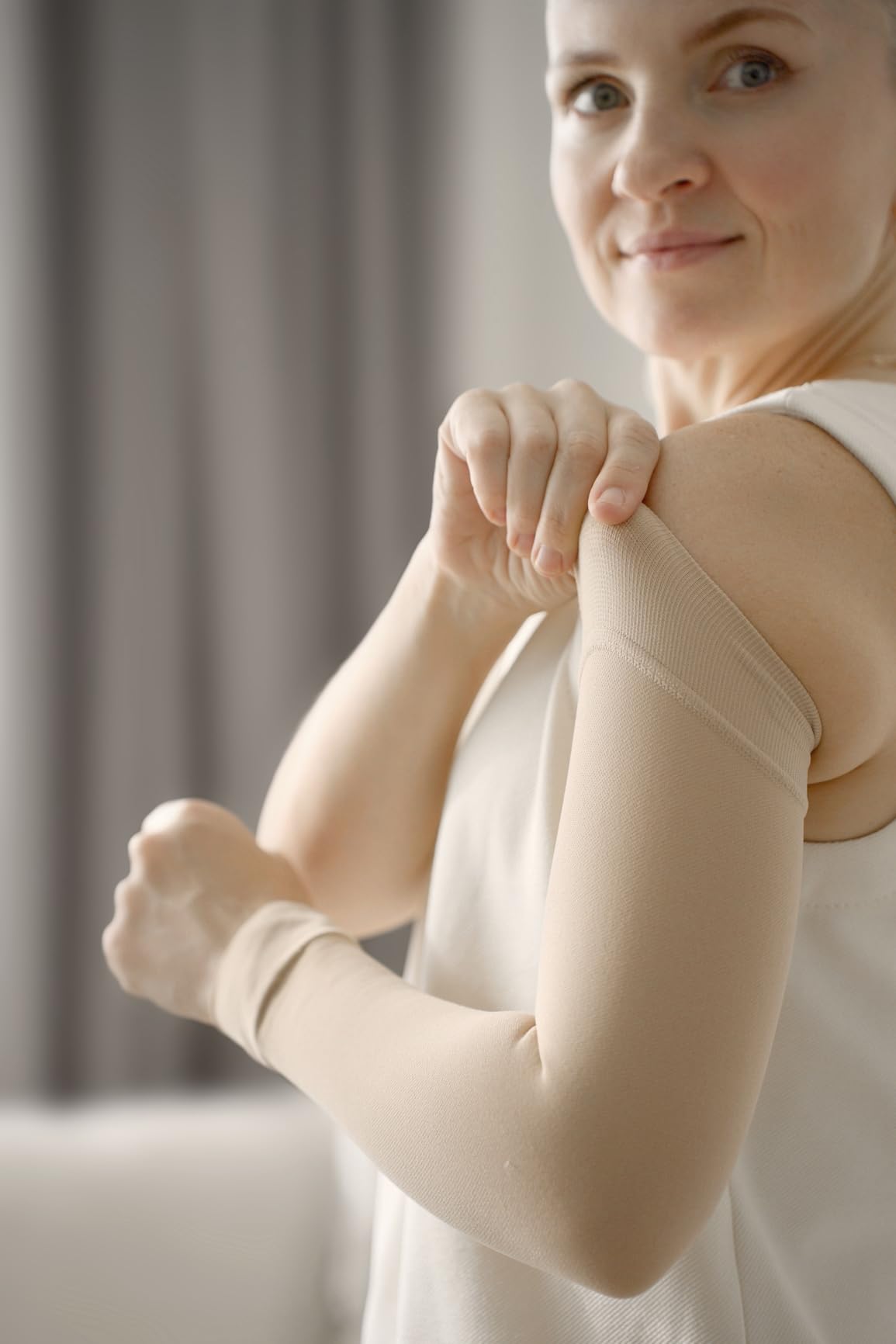 KEMFORD Compression Lymphedema Arm Sleeves for Women - 15-20 mmHg, Silicone Grip, 1 Pair - Medical Full Arm Support for Swelling, Circulation & Edema customer photo 2