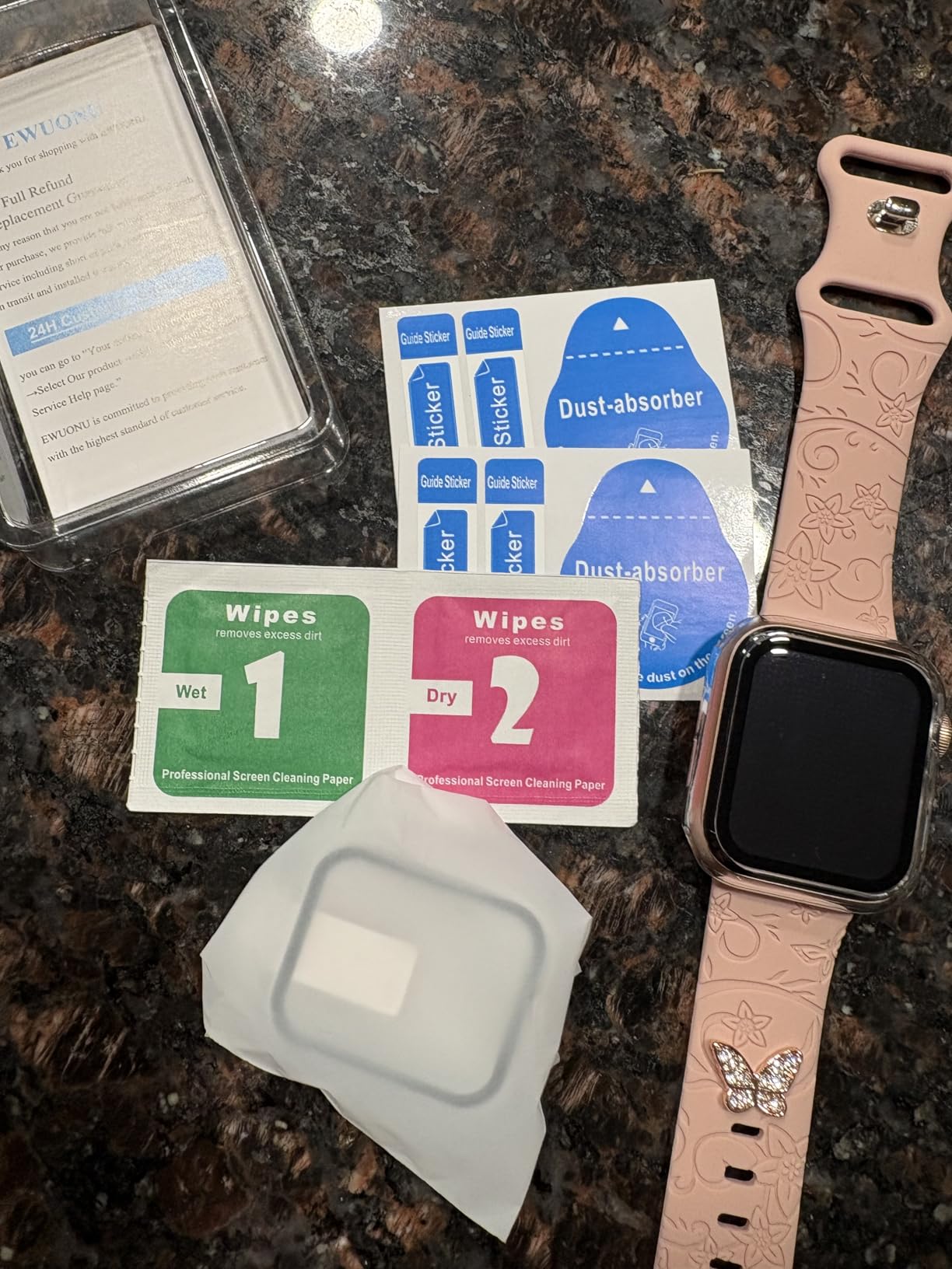 EWUONU 9H+ Glass for Apple Watch Series 11/10 Screen Protector 46mm, 2 Pack Tempered Glass Automatic Align Tech 0 Bubble 3D Full Coverage Waterproof Film, Strong Adhesion for iWatch Cover Accessories customer photo 1
