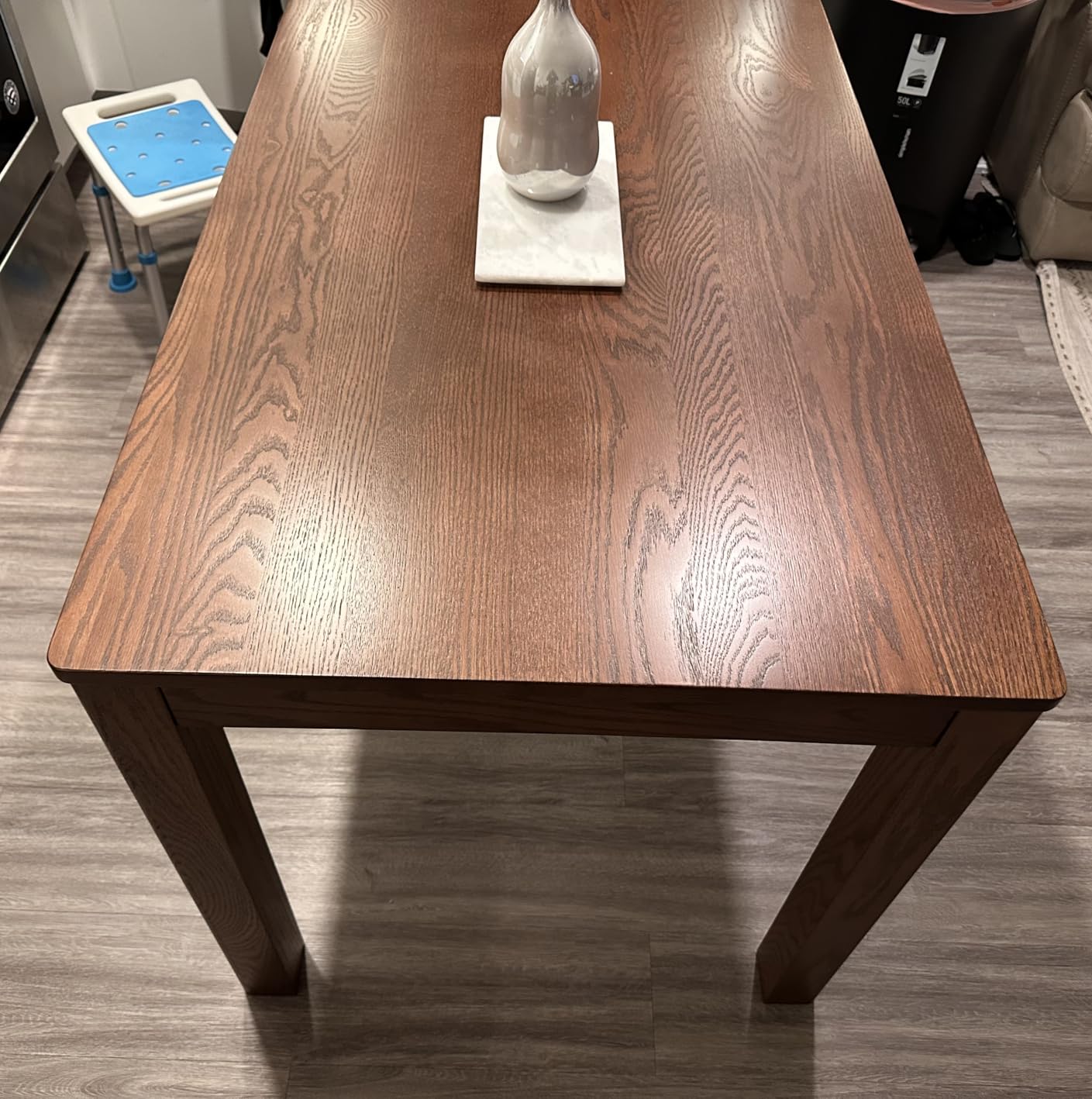 47-63 100% Oak Extendable Dining Table and Chairs Set for 4, Solid Wood Folding Kitchen Table, Mid Century Modern Dinner Table for Kitchen, Living Room, Natural (47''-63''+4 Cushion Chairs-YB) customer photo 1
