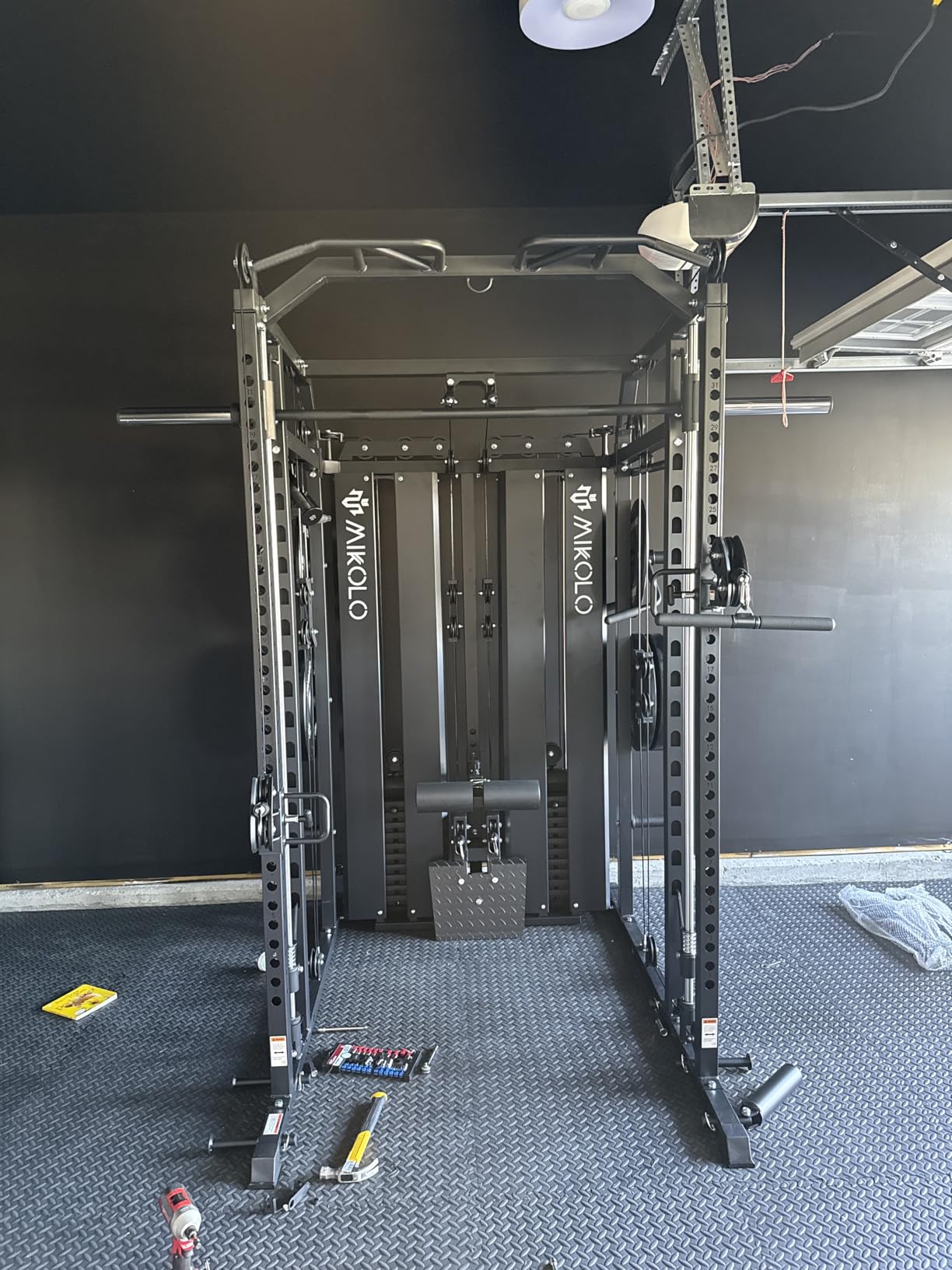 Mikolo Smith Machine with Weight Stack, Power Cage Home Gym System with LAT Pulldown & Cable Crossover, Multi-Functional Trainer with Dual Pulley System, Includes 10+ Free Attachments customer photo 1