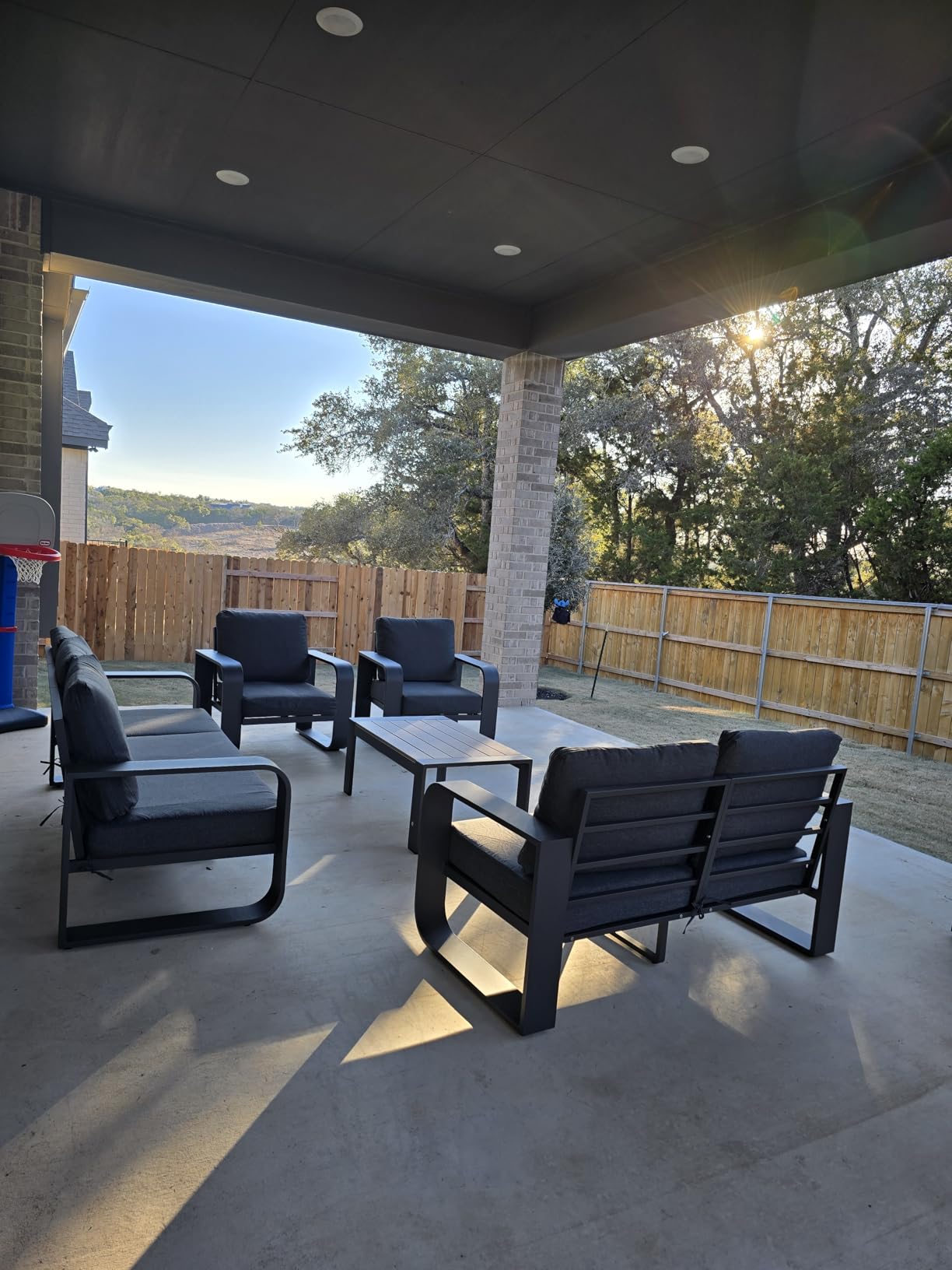 Aluminum Outdoor Patio Furniture Set, 5 Piece Oversized Patio Conversation Sets Widened Armrest & Ultra-Thick Cushions, Heavy Duty Modern Sectional Furniture for Backyard, Porch, Gray customer photo 1