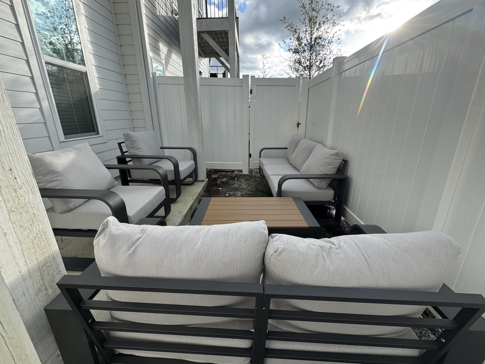 Aluminum Outdoor Patio Furniture Set, 5 Piece Oversized Patio Conversation Sets Widened Armrest & Ultra-Thick Cushions, Heavy Duty Modern Sectional Furniture for Backyard, Porch, Gray customer photo 2