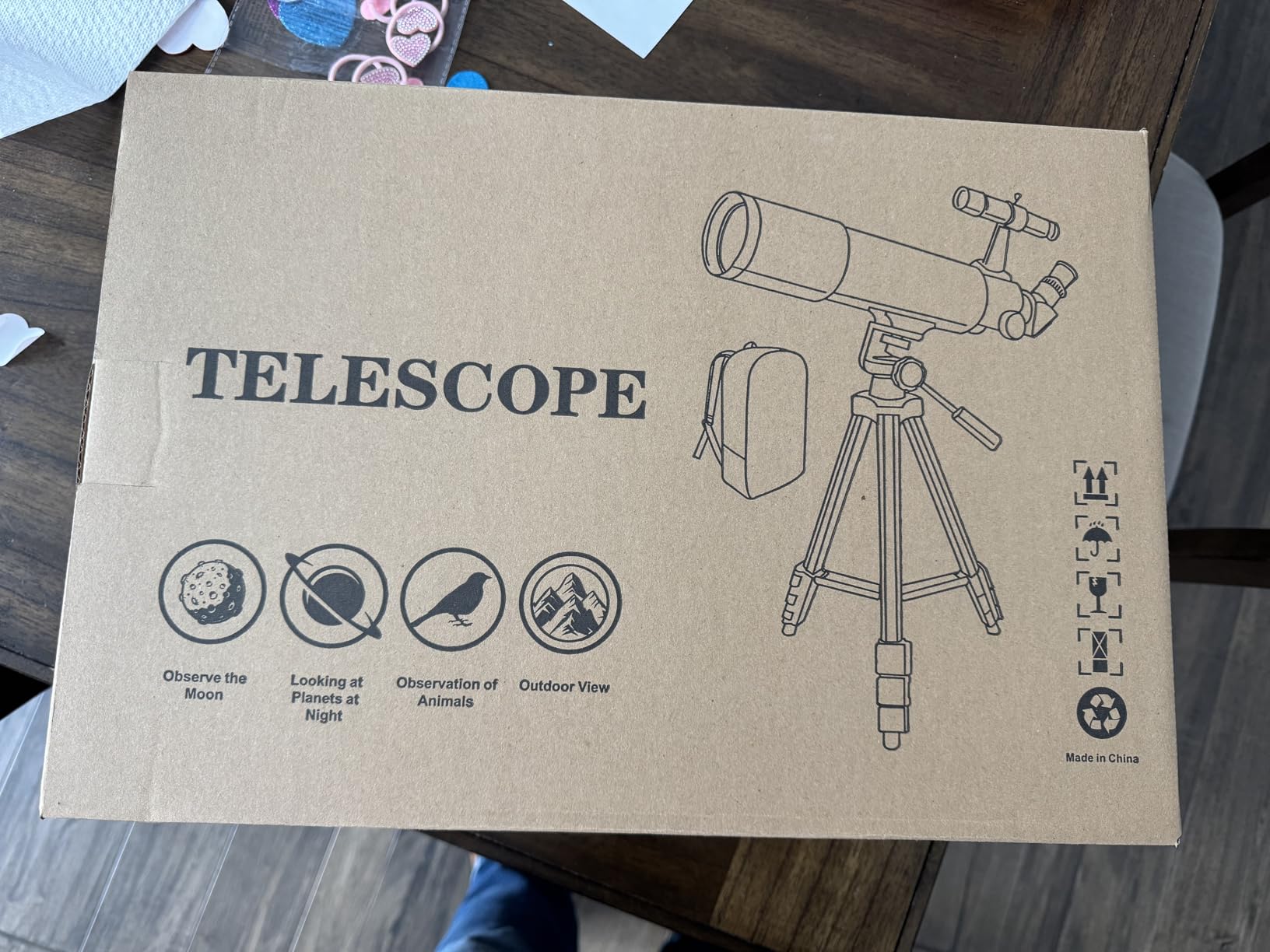 Telescope for Adults & Kids, 80mm Aperture 500mm (20X-150X) Professional Refractor Telescope for Astronomy Beginners, Portable Travel Telescopes with Tripod Phone Adapter, Stickers, Backpack customer photo 1