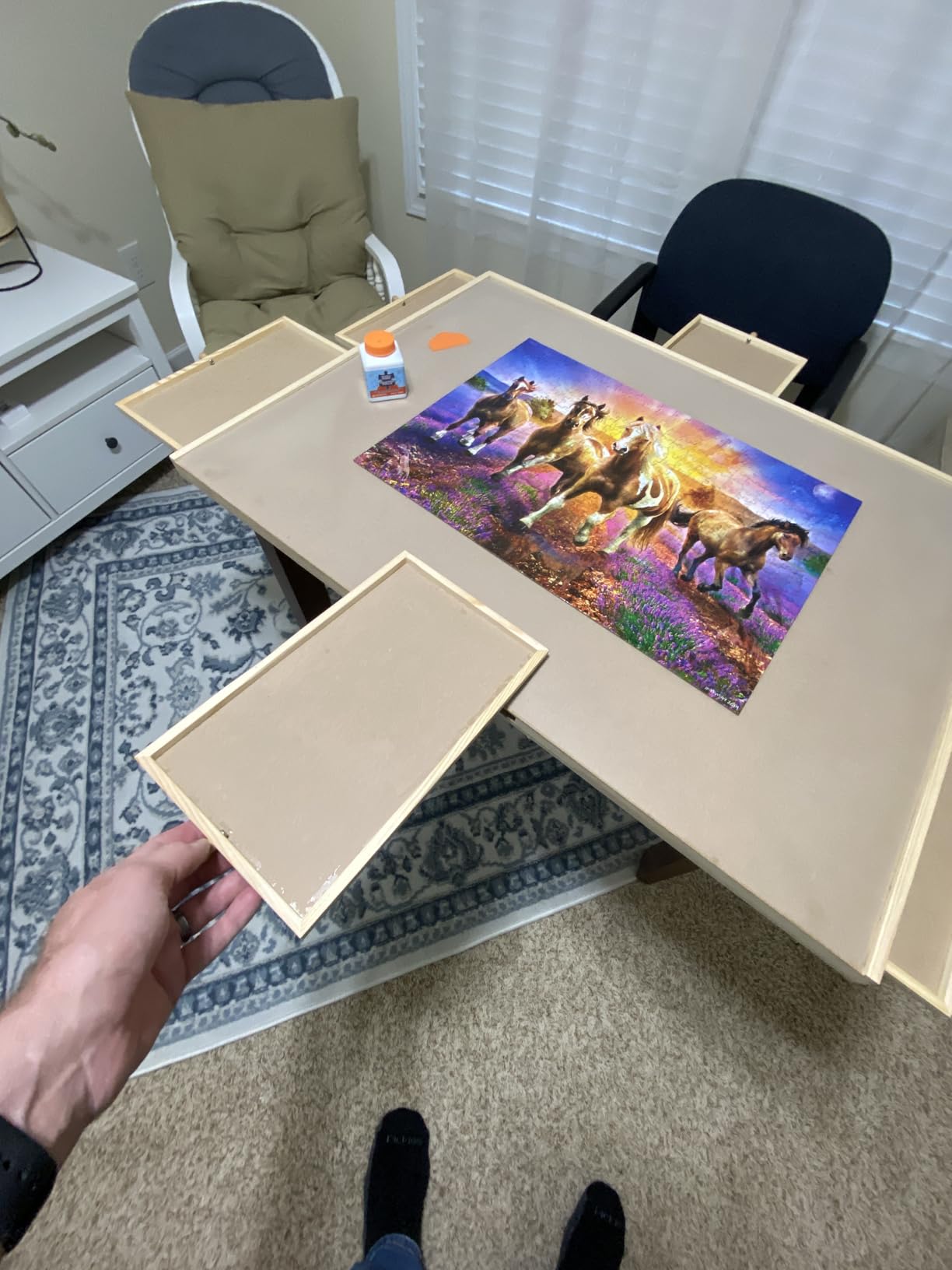 Rotating Wooden Puzzle Board for with 6 Storage Drawers & Protective Cover - Jigsaw Puzzle Table - for Adults & Families Home Entertainment & Puzzle Building (1500 Piece Puzzle Board Rotating) customer photo 1