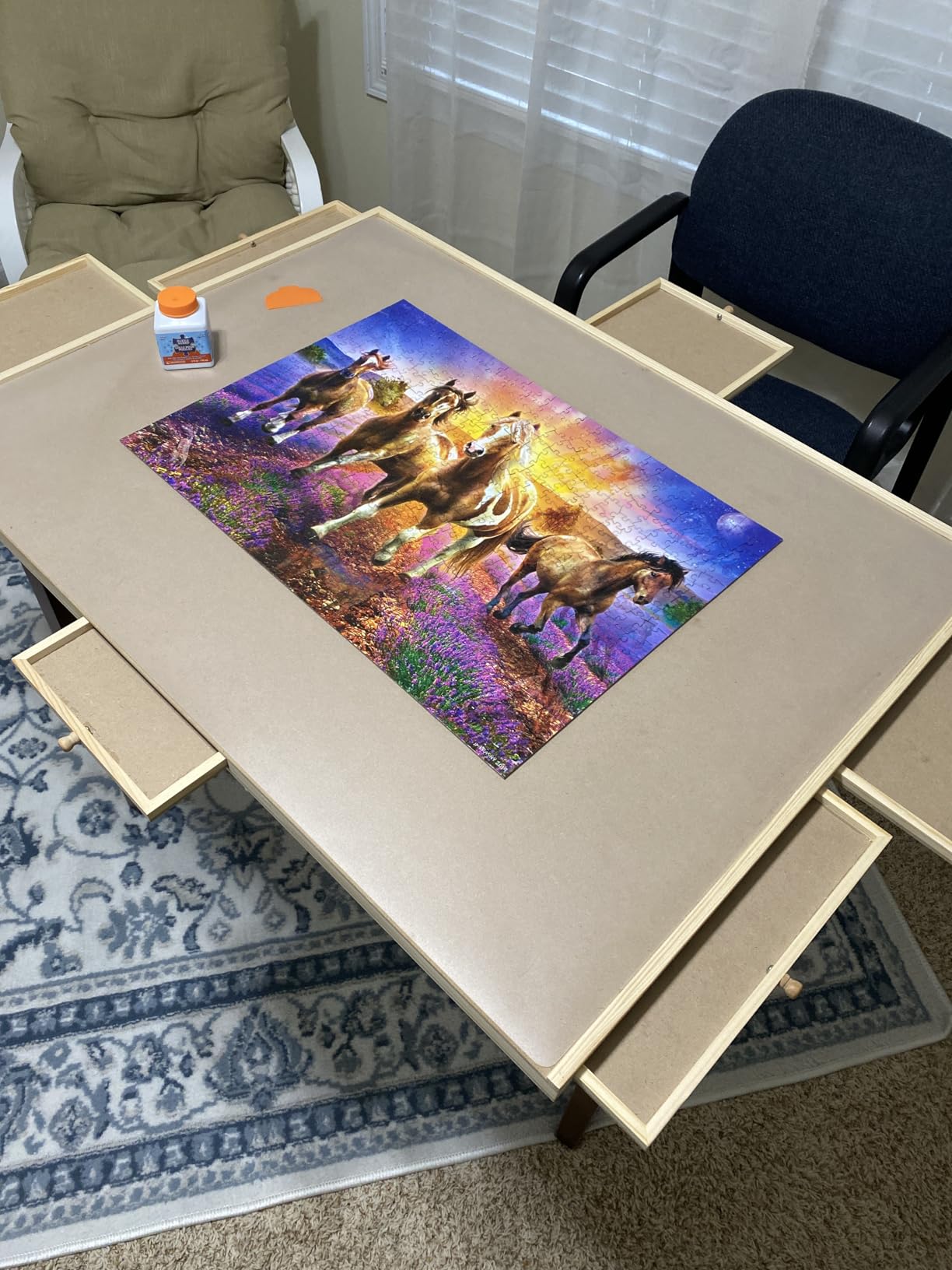 Rotating Wooden Puzzle Board for with 6 Storage Drawers & Protective Cover - Jigsaw Puzzle Table - for Adults & Families Home Entertainment & Puzzle Building (1500 Piece Puzzle Board Rotating) customer photo 2