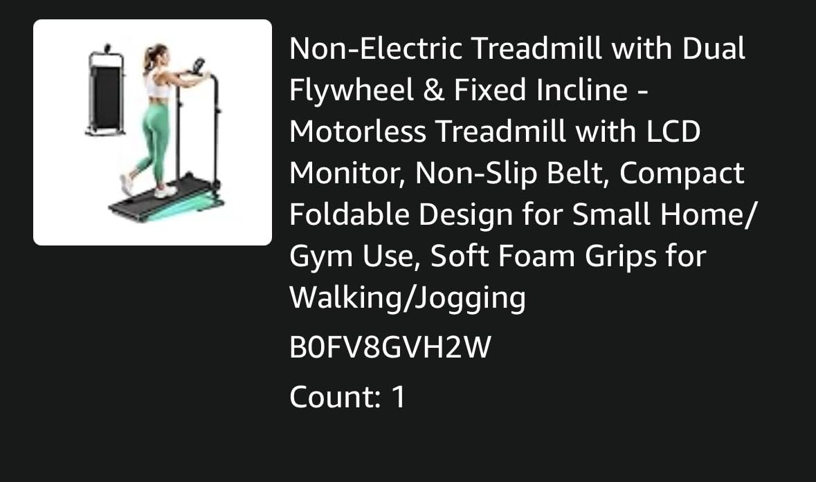 Non-Electric Treadmill with Dual Flywheel & Fixed Incline - Motorless Treadmill with LCD Monitor, Non-Slip Belt, Compact Foldable Design for Small Home/Gym Use, Soft Foam Grips for Walking/Jogging customer photo 1