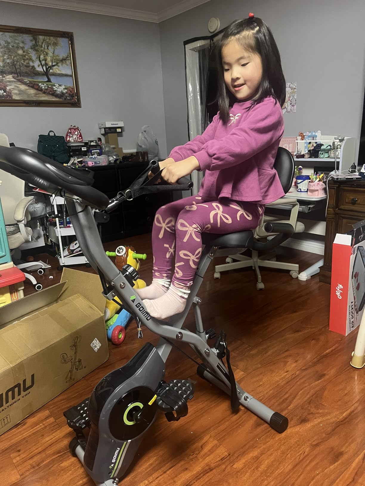 Exercise Bike, 5 in 1 Foldable Stationary Bike for Seniors, 16-Level Adjustable Magnetic Resistance, Indoor Workout Bike with 330LB Capacity, Comfortable Seat Backrest X-bike customer photo 2