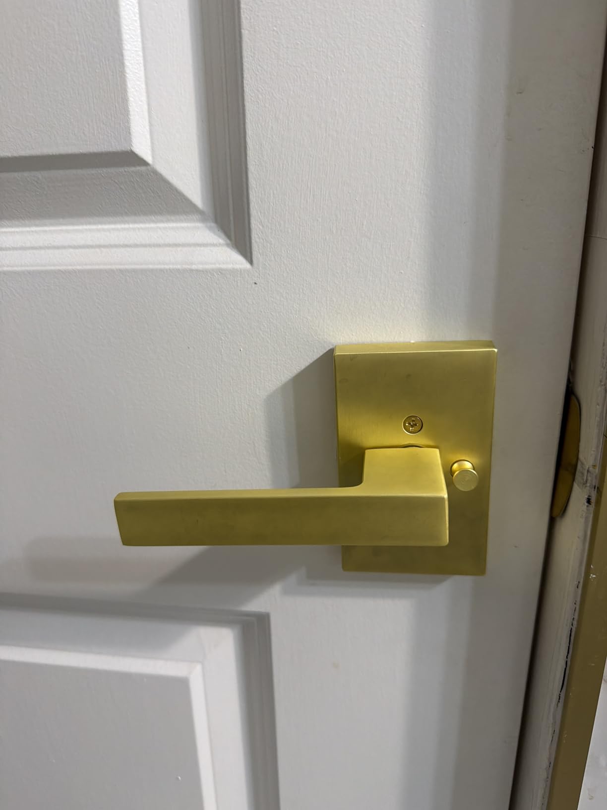 Gold Door Handle Interior, Privacy Door Handles for Bathroom, Satin Brass Heavy Duty Door Lever customer photo 1