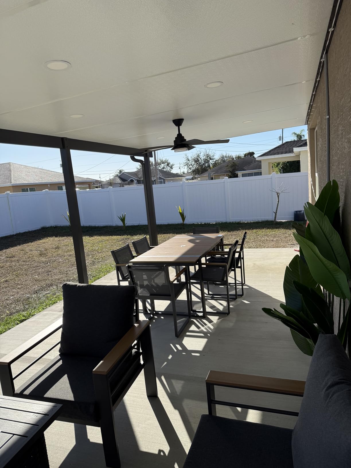 Outdoor Dining Set, Patio Table and Chairs Set, 7 Piece HDPS + Aluminum Patio Furniture Set with Umbrella Hole, Patio Dining Table Set (Gray-Teak) customer photo 1