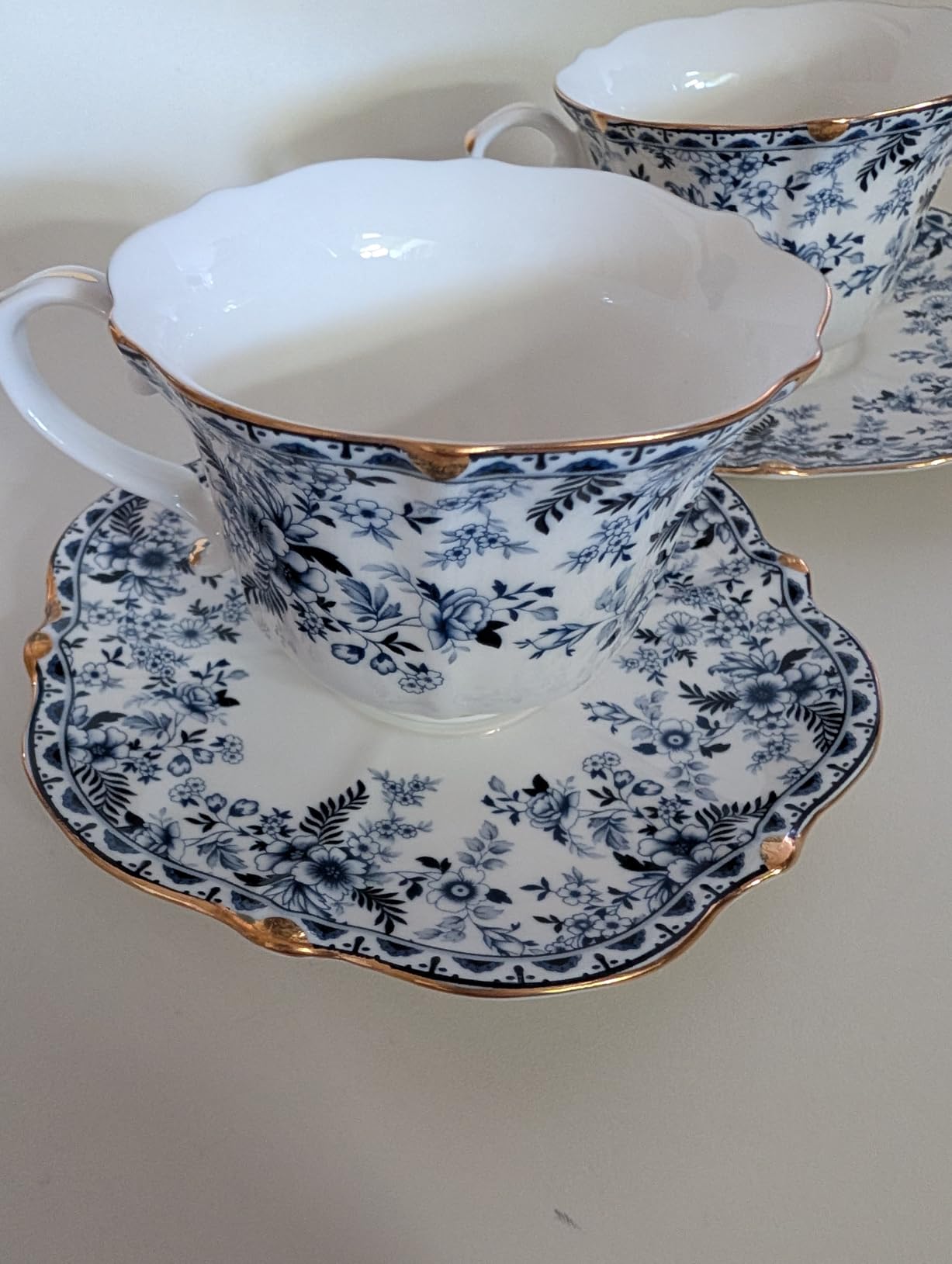 TATSUMI Country Roses Porcelain Tea Set, European Ceramic tea set for adults,Vintage Style, For Women and Tea Parties (BLUE, 21 Pieces Set) customer photo 2