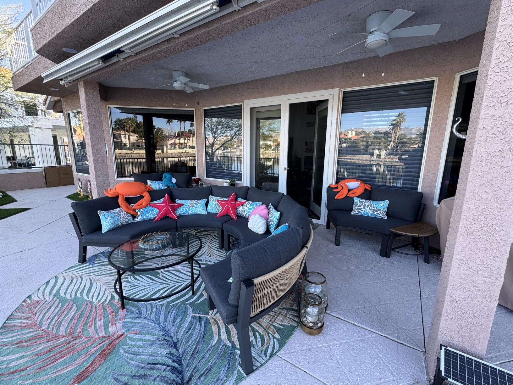 Outdoor Aluminum Patio Furniture Set, 7 Piece Curved Outdoor Sectional Sofas with Coffee Table, PE Rope Patio Conversation Sets, All-Weather Patio Couch Sets with Cushions, Graphite customer photo 1