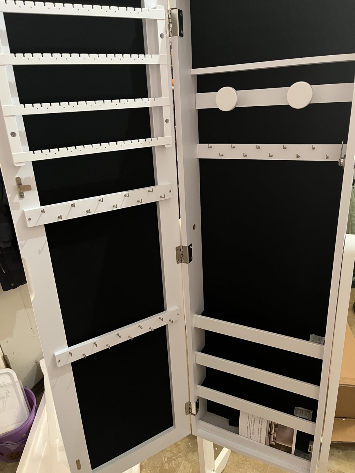 Nicetree Jewelry Cabinet Armoire, Freestanding Jewelry Armoire Organizer with Full-Length Mirror, Lockable Jewelry Storage Cabinet, Frameless Mirror, 3 Adjustable Angles, Moon White customer photo 1