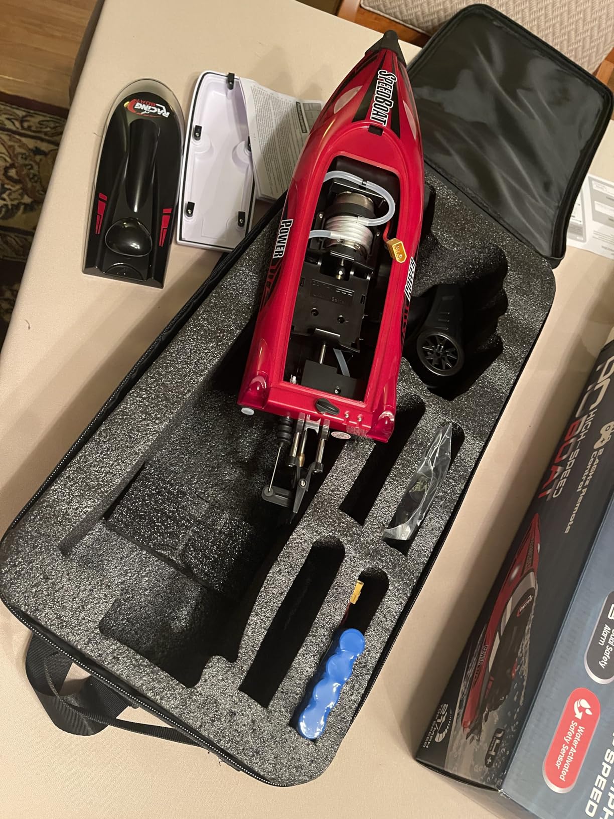 REV-UP RC Boat with Travel Bag - 21 MPH Fast RC Boats for Adults, Hobby-Grade Remote Control Boat for Pool - Self Righting Remote Control Boats for Lakes, 2.4GHz Large Racing Ship with LED Lights customer photo 1