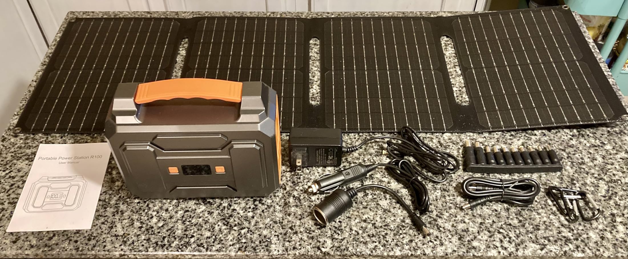 Solar Powered Generator 200W Peak/100W Rated, Portable Solar Generator Power Station with Solar Panels 40W Included, 146Wh Solar Power Bank with AC Outlet 110V for Home Use Camping Outdoor Adventure customer photo 1