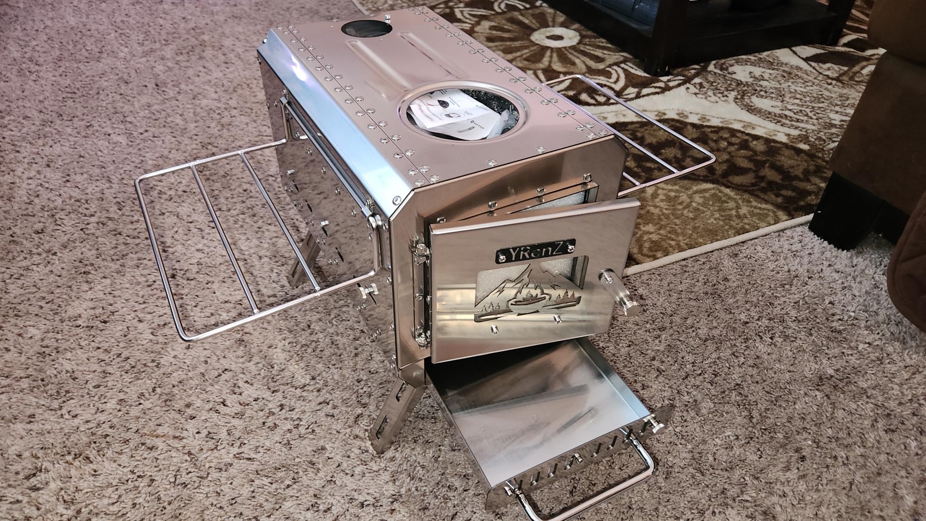 Stainless Steel Tent Stove, Portable Wood Stove with Heat-Resistant 1.5mm Body, Dual-Layer Insulated Panels and Enhanced Airflow for Hot Tent Camping customer photo 1