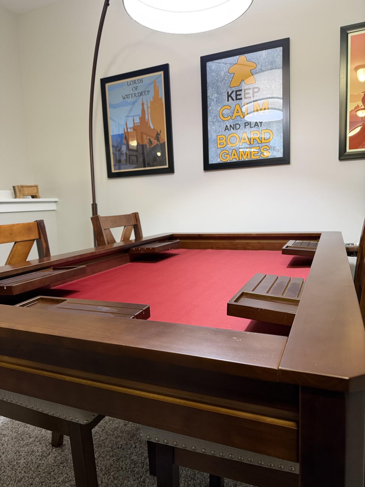 Solid Wood Board Game Table for 4-6 Players, Dining & Gaming Table with 57.5