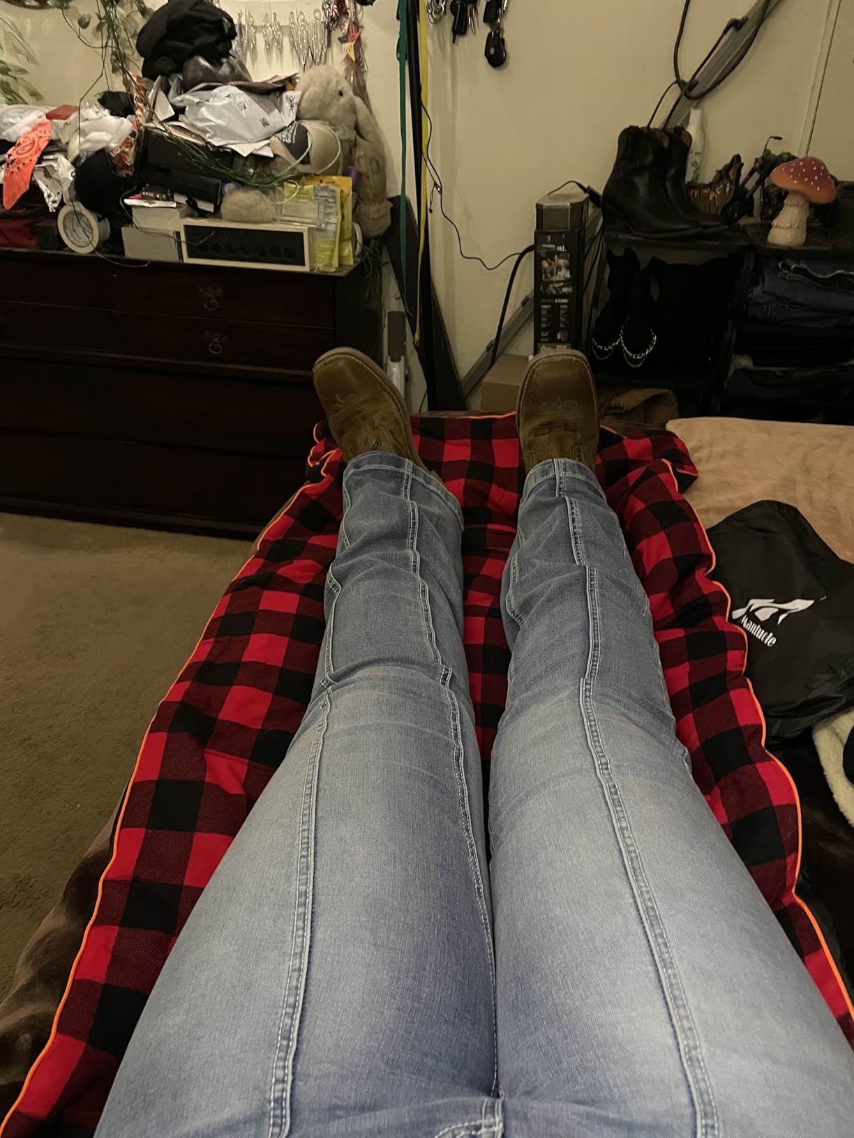 Heated Sleeping Bag pad, Operated by 5V/2A USB Power Supply (Battery NOT Included). Black & Red Flannel. customer photo 2