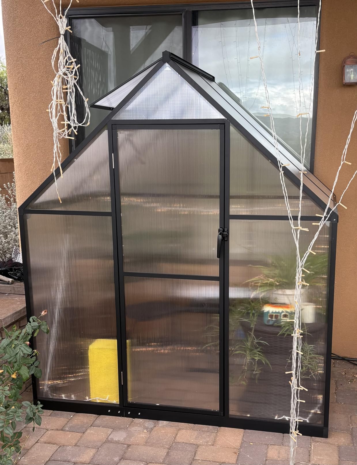 6X8 FT Polycarbonate Greenhouse with Electronic Hygrometer, Walk in Green House for Outside Heavy Duty Greenhouses with Aluminum Frame for Garden Patio Backyard Flower Planting customer photo 1