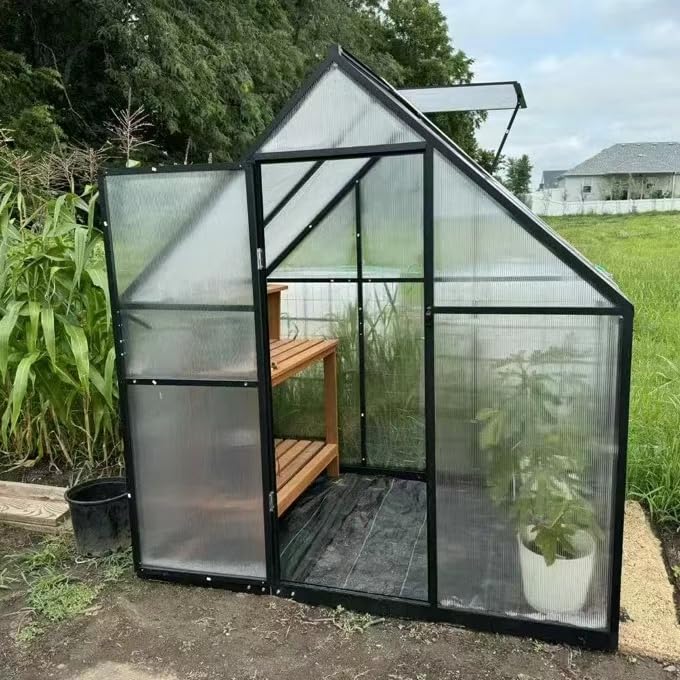 6X8 FT Polycarbonate Greenhouse with Electronic Hygrometer, Walk in Green House for Outside Heavy Duty Greenhouses with Aluminum Frame for Garden Patio Backyard Flower Planting customer photo 2