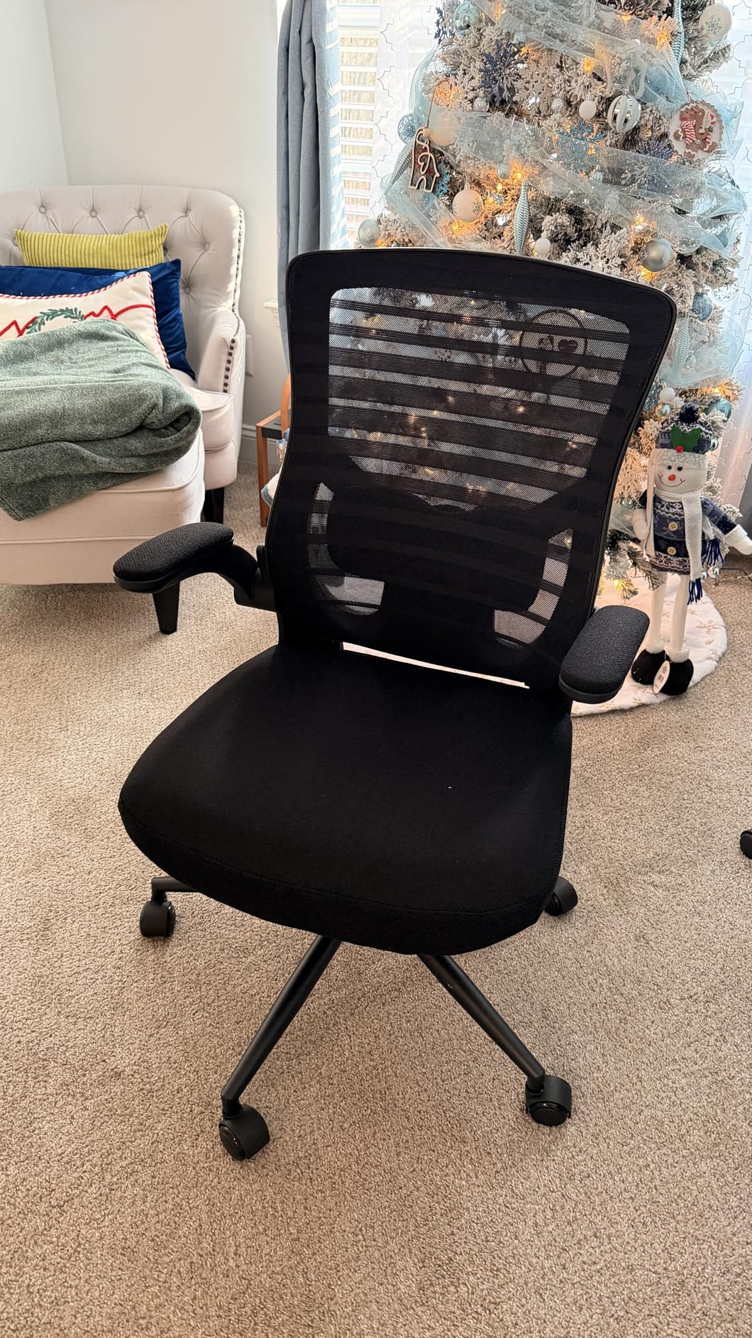 Office Desk Chair for Long Hours & Lower Back Pain Relief - 4 Thick Molded Foam Cushion, Enhanced Lumbar Support, Padded Flip-up Armrests customer photo 2