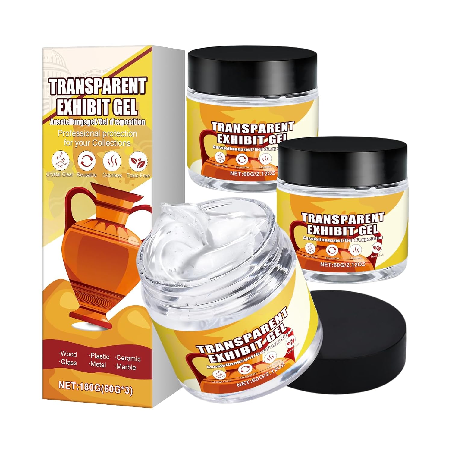 Clear Museum Gel Removable, Museum Earthquake Putty, Prevent and Falling - Reusable, for Fixed Antiques, Glass, Ceramic and Character Figures customer photo 1