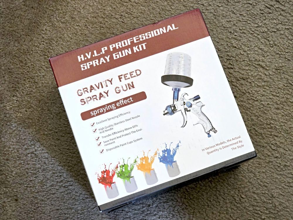 HVLP Gravity Feed Spray Gun Kit with 5 Nozzles (1.4/1.7/2.0/2.5/3.0mm), 10 Disposable 600CC Paint Cups with Lids. Ideal for Automotive and Furniture Painting Applications (Scarlet) customer photo 2