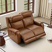 CHITA Genuine Leather Power Recliner Sofa, Wall Hugger Reclining Sofa with Console, Power Headrest, Dual Motor, USB Charging Ports, Recliner Couch for Living Room, RV, Leather in Saddle customer photo 1