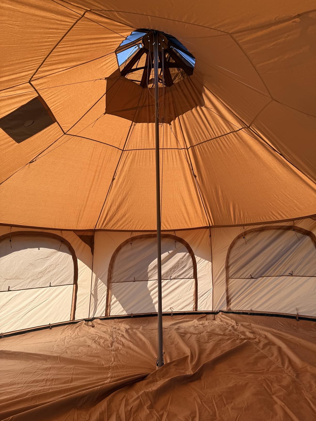 16.5ft Canvas Bell Tent, Large Yurt Tent with Stove Jack for Camping & Glamping, 55