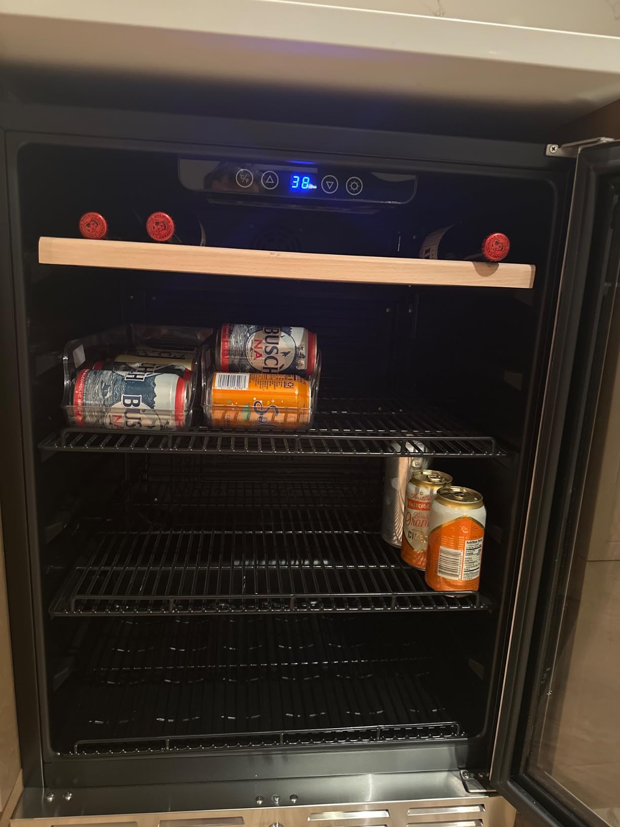 Kalamera 24 inch Wine Fridge Hold 21 Bottles and 75 Cans, Dual Zone Wine and Beverage Refrigerator, Built-In or Freestanding with Blue LED Light customer photo 2
