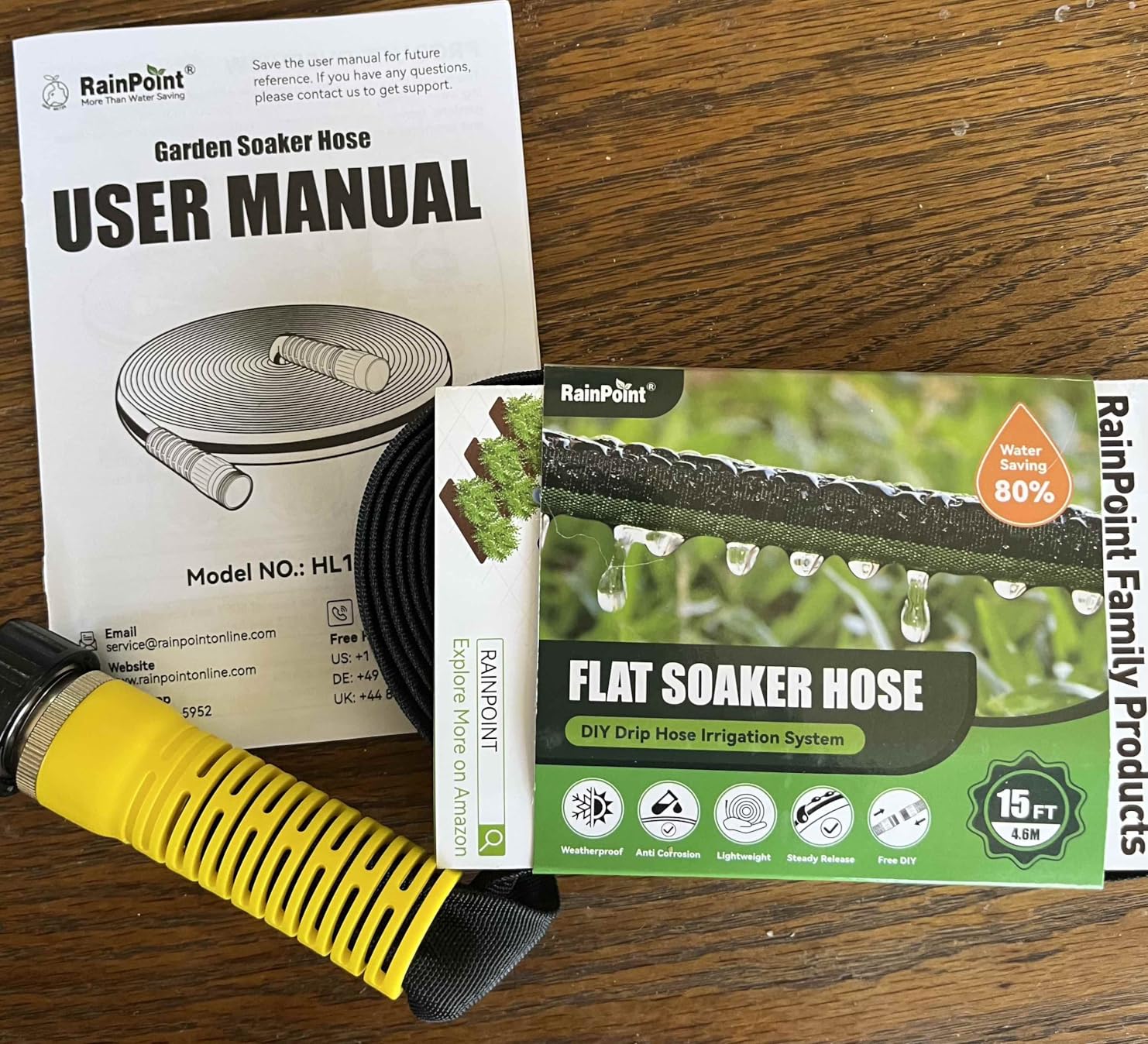 RAINPOINT Flat Soaker Hose 100FT for Garden, Drip Hose with Anodized Aircraft Aluminum Ends, Flexible Leakproof and Save 80% Water Garden Irrigation Hose, Green (50FT X 2Pack) customer photo 2