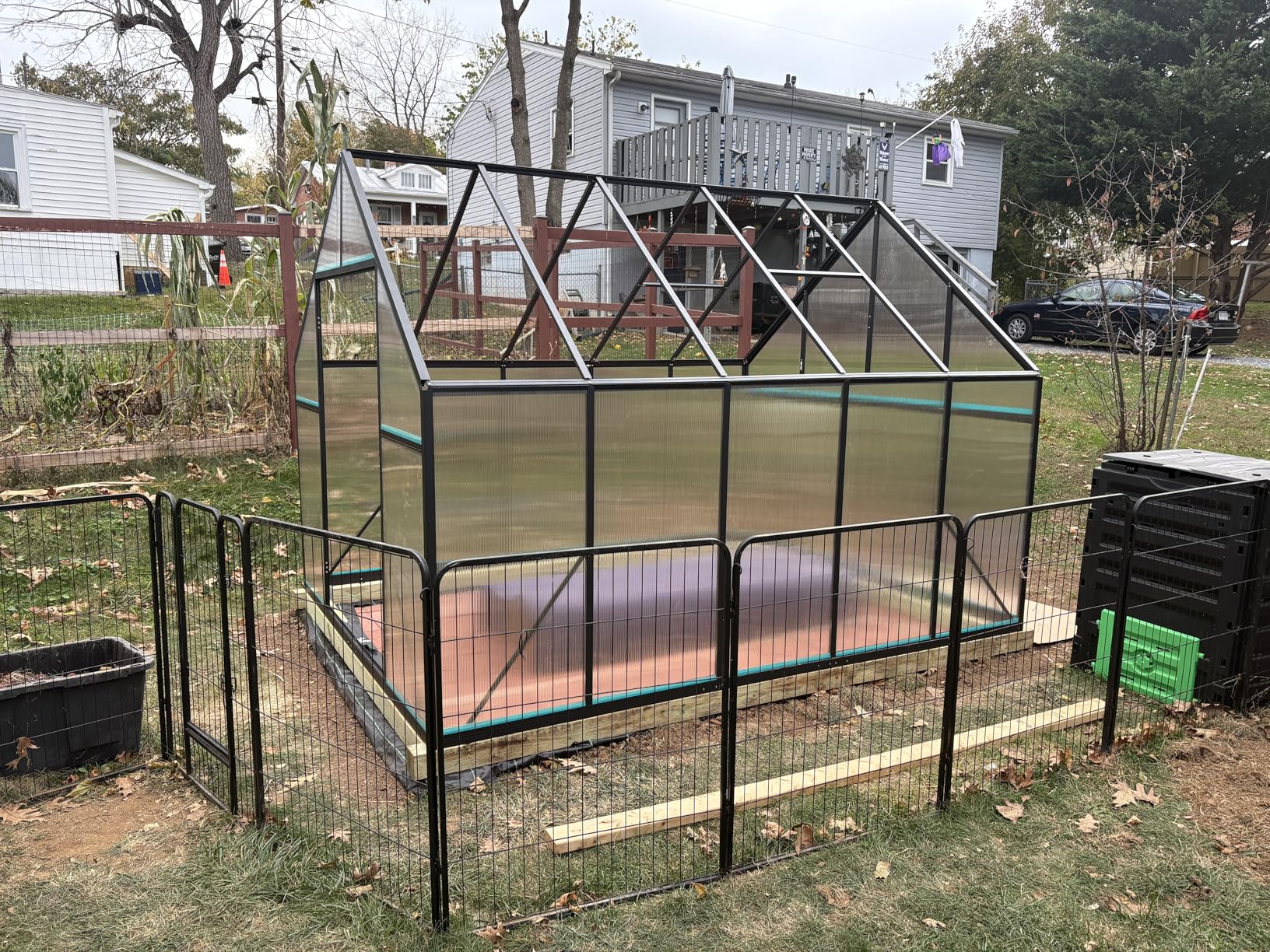 Jocisland 8x12Ft Polycarbonate Greenhouse, Heavy Duty Aluminum Frame with 2 Windows and Swing Doors, Outdoor Garden Greenhouses for Backyard, Black customer photo 2