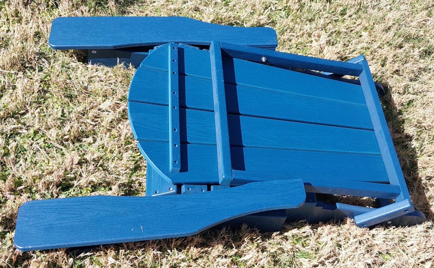 GarveeLife Folding Adirondack Chair Set of 2 with Side Table, All-Weather HDPE Outdoor Chair, Wooden Textured with Cup Holder for patios, Decks, Gardens, fire pits, Navy Blue customer photo 1