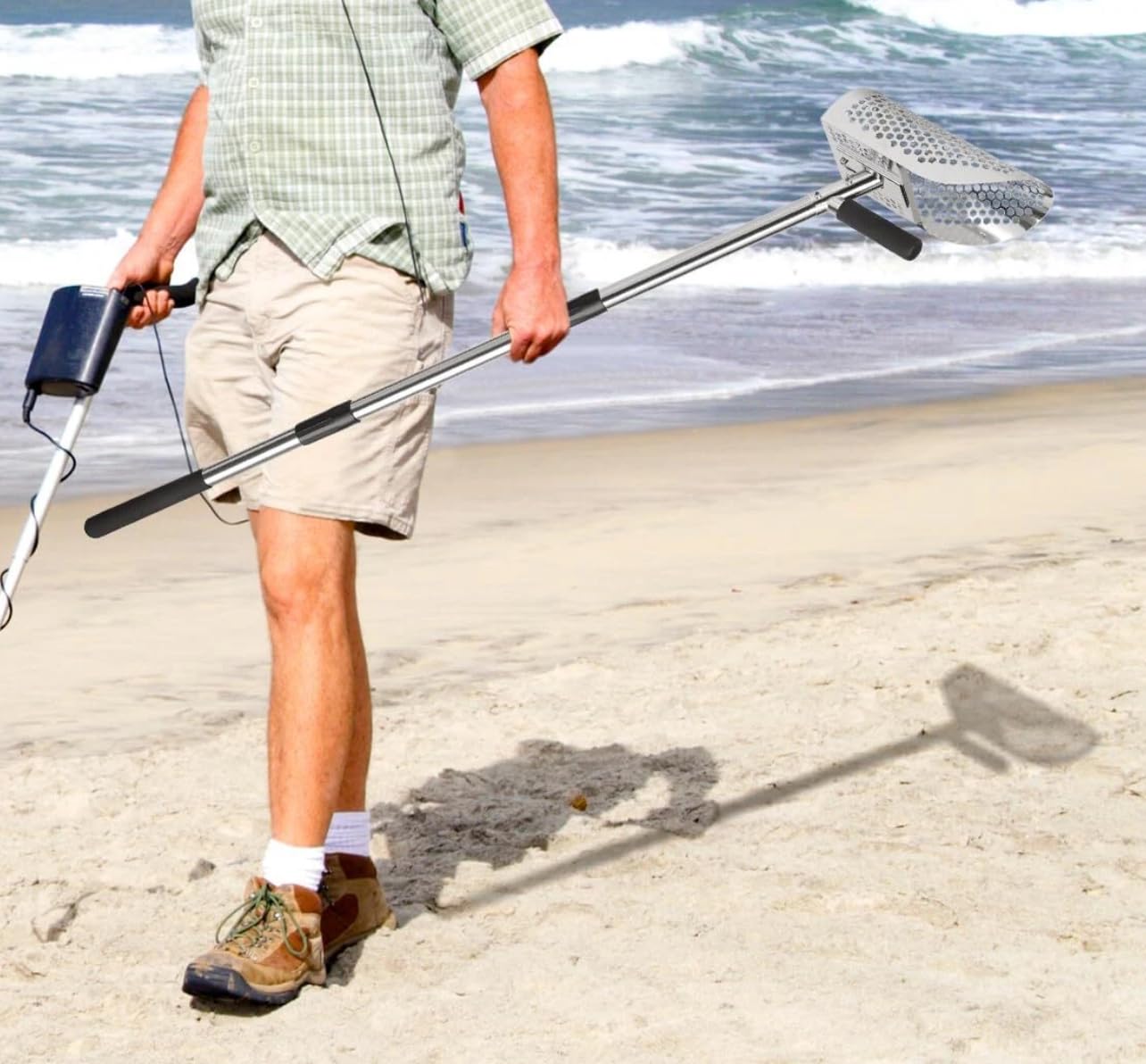 Long Handle Sand Scoop, Stainless Steel Shovel Scoop for Metal Detecting for Adults, Shovel Underwater Treasure Hunting, Adjustable Length, Handheld with Long Steel Handle Pole Design customer photo 1