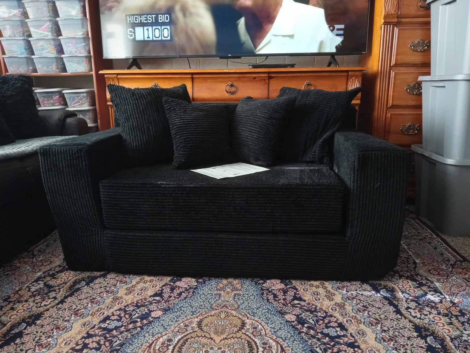 Boneless Loveseat Sleeper Sofa Bed: 3-in-1 Convertible Sofa Bed with Side Pockets & Handle,Pull Out Couch with 2 Pillows,Folding Futon for Small Space,Living Room & Bedroom,Corduroy Fabric,No Assembly customer photo 1