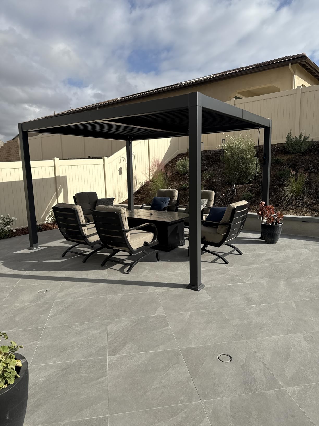 PURPLE LEAF Louvered Pergola with Strip Lights 92KS 10' x 16' Integrated Tunable Solar LED Independently Adjustable Aluminum Roof Outdoor Pergolas for Patio Garden Yard Gray customer photo 2